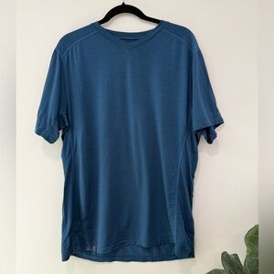 Men’s Merino Wool Blue V-Neck Short Sleeve Tee